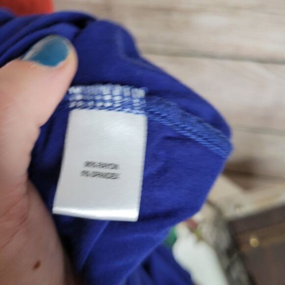 Boston Proper Draped Side Ruched Long Sleeve Top Blue Small - Picture 6 of 7